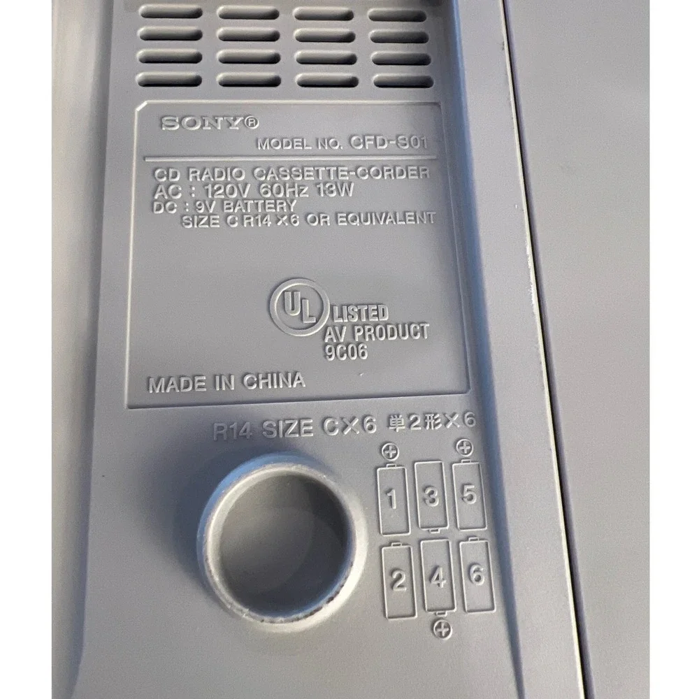 Sony CFD-S01 CD Cassette Boombox AM FM Radio CD-R/RW Mega Bass Tested Works